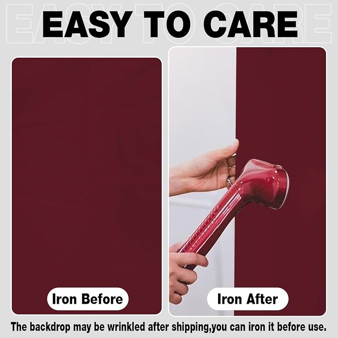 Photo Backdrop Wine Red Background Cloth Professional Photography 5x7ft Seamless Design to Eliminate Wrinkles Wedding Luxury Theme Decoration Art Exhibition Gallery Display
