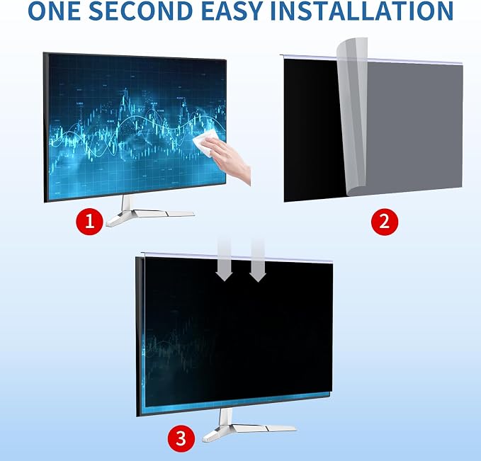 24 Inch Computer Privacy Screen for 16:9 Monitor, Anti-Blue Light Monitor Privacy Screen Filter, Anti-UV Computer Hanging Shield, Universal 23.6'', 23.8'', 24''