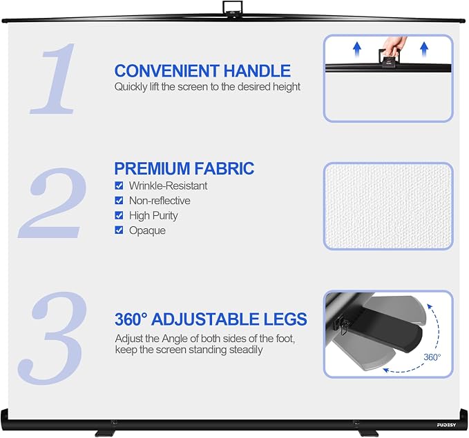 FUDESY 78.7 x 90in Large Collapsible White Backdrop Screen, Portable Retractable Pull Up Panel Wrinkle-Resistant Photo Background for Streaming, Video Conference, Photographic Studio