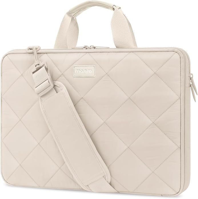 MOSISO 360 Protective Laptop Shoulder Bag, Double Layer Fluffy Padded Laptop Bag with Anti-theft Zipper