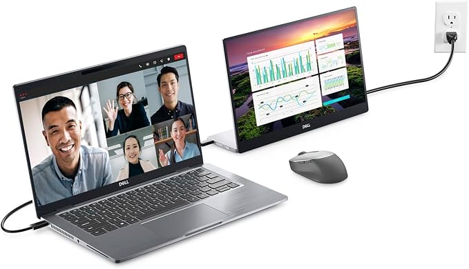 Dell P1424H 14-Inch Portable Monitor for FHD LED with Dual-Screen Productivity, in-Plane Switching, USB-C Connectivity, Low Blue Light, and Display Manager Software
