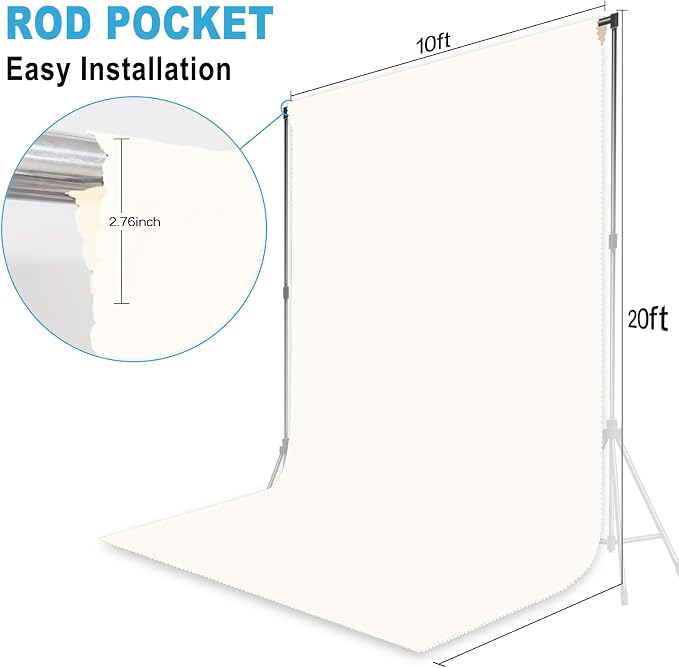 Ivory Backdrop for Photoshoot Professional Photo Backdrop Background Curtain for Product Photography Portraits Wedding Party Live Streaming Video Recording 10X20 FT