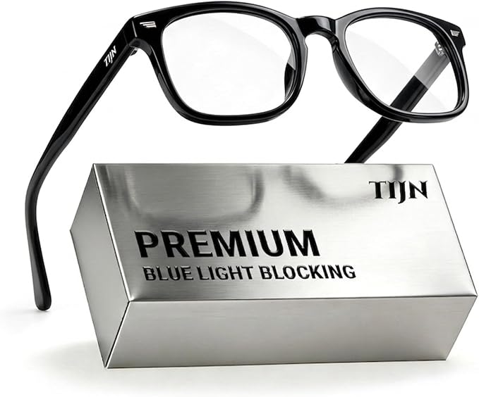 TIJN Premuim Blue Light Blocking Glasses for Women Men Square Frame Nerd Eyeglasses Anti Blue Ray Computer Screen Glasses