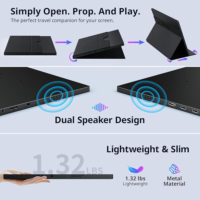 AYY 4k Portable Monitor Touchscreen, 13.4" 3840x2160 Second Screen 100% sRGB,400cd HDR USB C Ultra Slim IPS Laptop Monitor, for Mac Switch