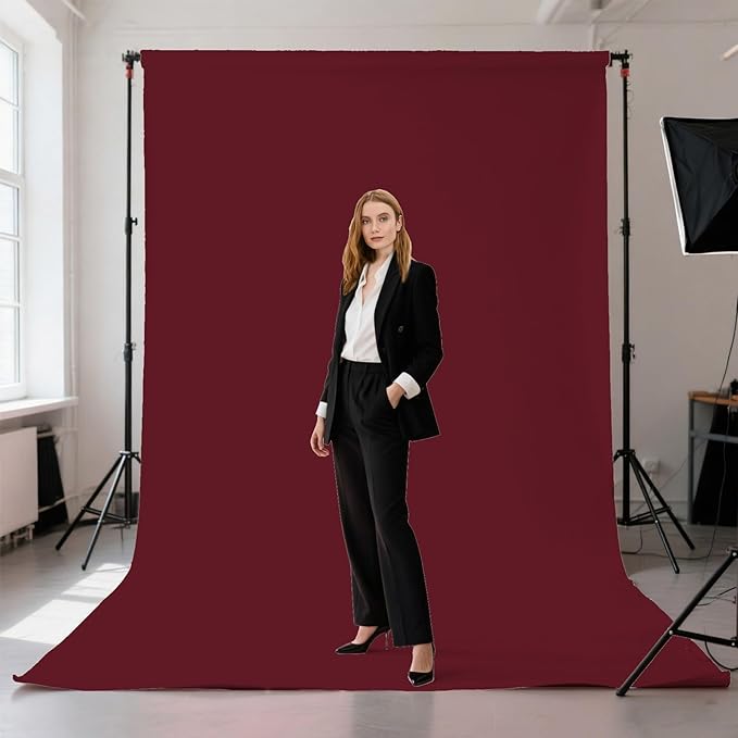 8x10FT Burgundy Wine Red Screen Backdrop for Photography Photo Booth Recording Parties Curtain