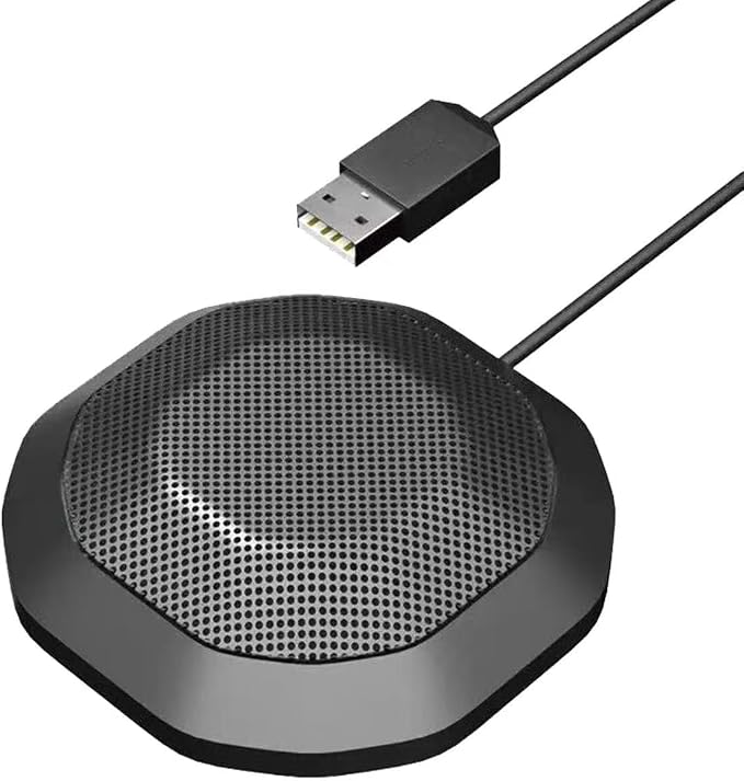 USB Conference Microphone, Desktop & Laptop PC Computer Mic with Mute Button & LED, Noise Reduction, Plug & Play for Online Meetings, Zoom, Recording, Classes, Compatible with Windows/Mac