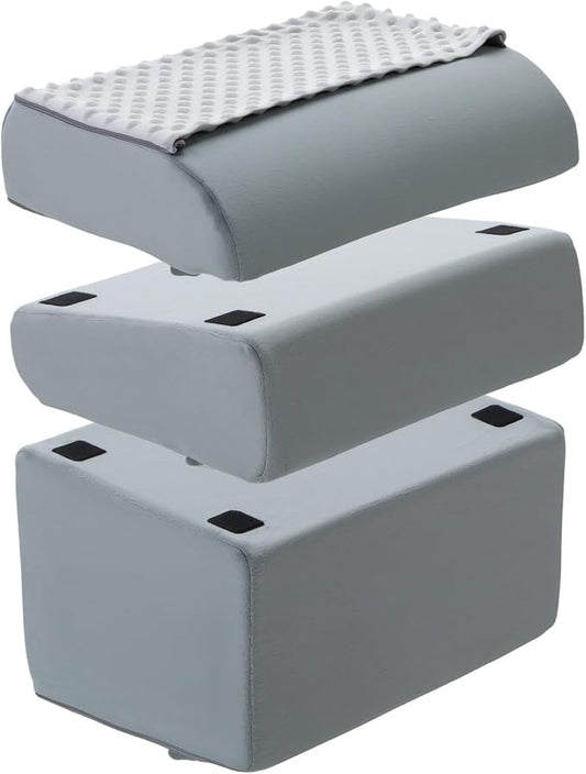 Novabright Foot Rest Under Desk, 3 Height Adjustable Ergonomic Foot Stool with Gel Textured Top and Cozy Pocket, Non-Slip Foam Footrest for Office Home Car(17" X 11" X 17",Cambered,Gray)