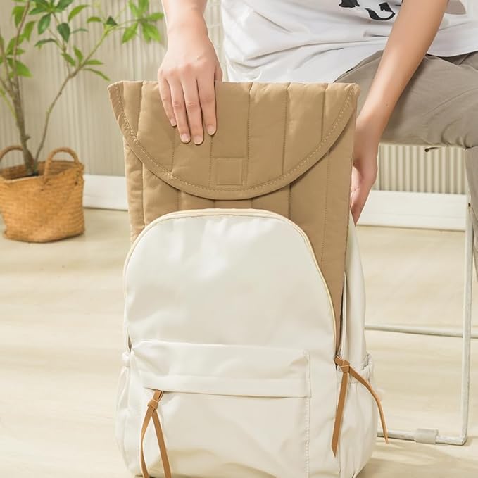 Puffy Laptop Sleeve 13-14 Inch Streak-Beige, Protective Carrying Case for Men and Women, Cute Case Bag Compatible with 13 and 14 Inch Laptops, for MacBook Air M2, Asus/Dell Xps in Cover