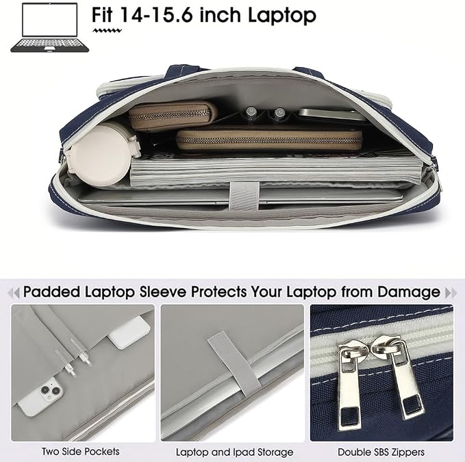15-15.6 inch Laptop Shoulder Bag, for MacBook Pro 16, Hp Lenovo Dell 14 inch Waterproof Messenger Bag Case Sleeve (Dark blue)
