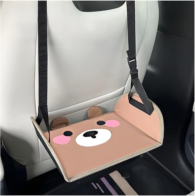 Car Foot Hammock, Adjustable Cute Bear Vehicle Headrest Seat Hanging Footrest with Adjustable Straps, Portable Auto Interior Leg Support Relax Pad, Universal for SUV RV Truck (Style1)