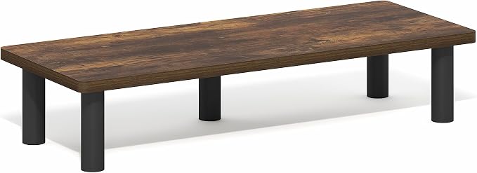 Furinno Turn-N-Tube Monitor Stand Riser, 23.6" Wide Rectangle Monitor Riser, Laptop Stand for Desk, Office Desk Accessories, Desktop Organizers and Accessories, Toolless Assembly, Amber Pine