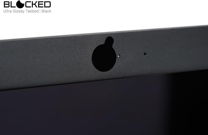 Blocked Original Vinyl Webcam Cover Stickers | Restickable & Stackable Privacy Covers | for All Camera-endable Devices | 3-Sizes | 57 Black Tabbed (Ultra Glossy)