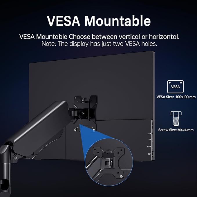 18.5 Inch Portable Monitor 100Hz FHD USB-C HDMI Travel Monitor Second Screen Display Extender with Built-in Kickstand, VESA & Speakers, Eye Care HDR Gaming Monitor for Laptop, PC, PS5, Xbox