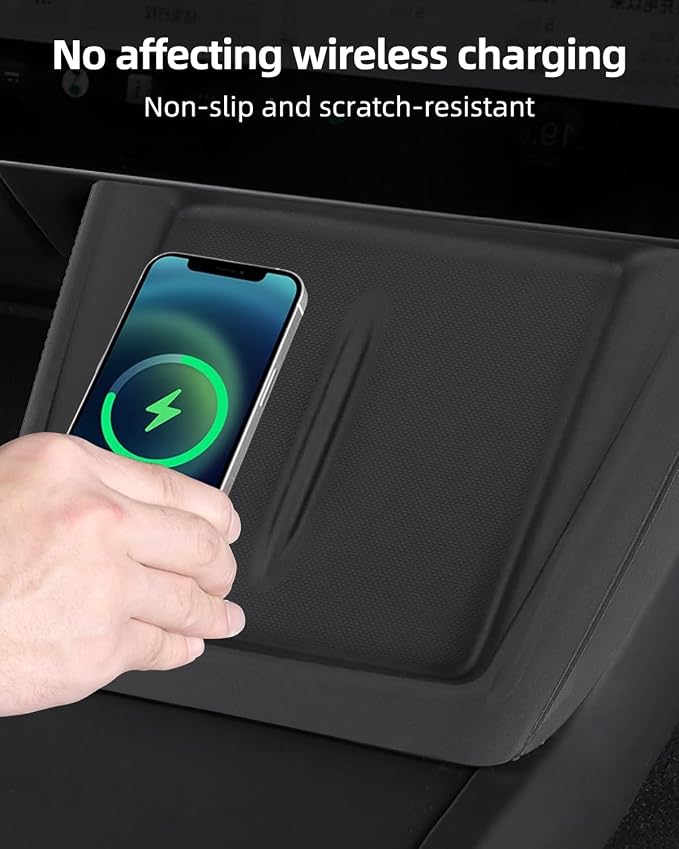 Model 3 Centre Control Wireless Charging Mat，Center Console Wireless Charger Pad Compatible with Tesla Highland Model 3 2024 2025 2026