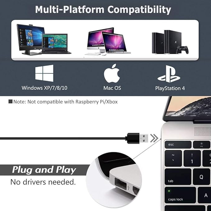 USB Computer Microphone with Mute Button, Plug&Play Condenser, Desktop, PC, Laptop, Mac, PS4 Mic -360 Gooseneck Design -Recording, Dictation, YouTube, Gaming, Streaming