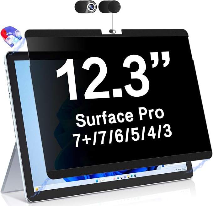 ZOEGAA Privacy Screen for Microsoft Pro 7+/7/6/5/4/3 12.3 Inch,Magnetic Removable Touchable Privacy Filter for Surface Pro 12.3 inch Screen Protector,Anti-Blue Light Anti-Scratch