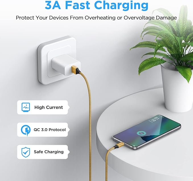 etguuds USB to USB C Cable 3ft, 2-Pack USB A to Type C Charger Cord Fast Charging for Samsung Galaxy A17 A16 A15 A26 A36 A56, S25 S24 S23 S22 S21 S20 S10 Note 20, for iPhone 17 16 15, Moto, Gold