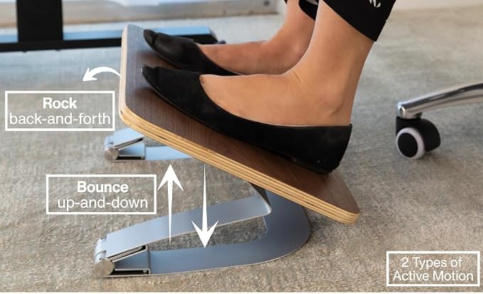 Under Desk Footrest for Active Sitting – Motion Rocking Foot Rest to Bounce & Fidget While You Work – Ergonomic Wooden Desk Foot Rest for Circulation & Focus – Hopper