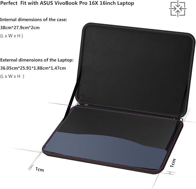 Smatree Hard Shell Case for 16 inch ASUS ROG Strix Scar 16 2025 G635/2024 Gaming Laptop, for 16inch ASUS ROG Strix G16 2025/2024 G614, for 16 inch ASUS VivoBook 16X/Pro 16X, 16inch ASUS Laptop Sleeve