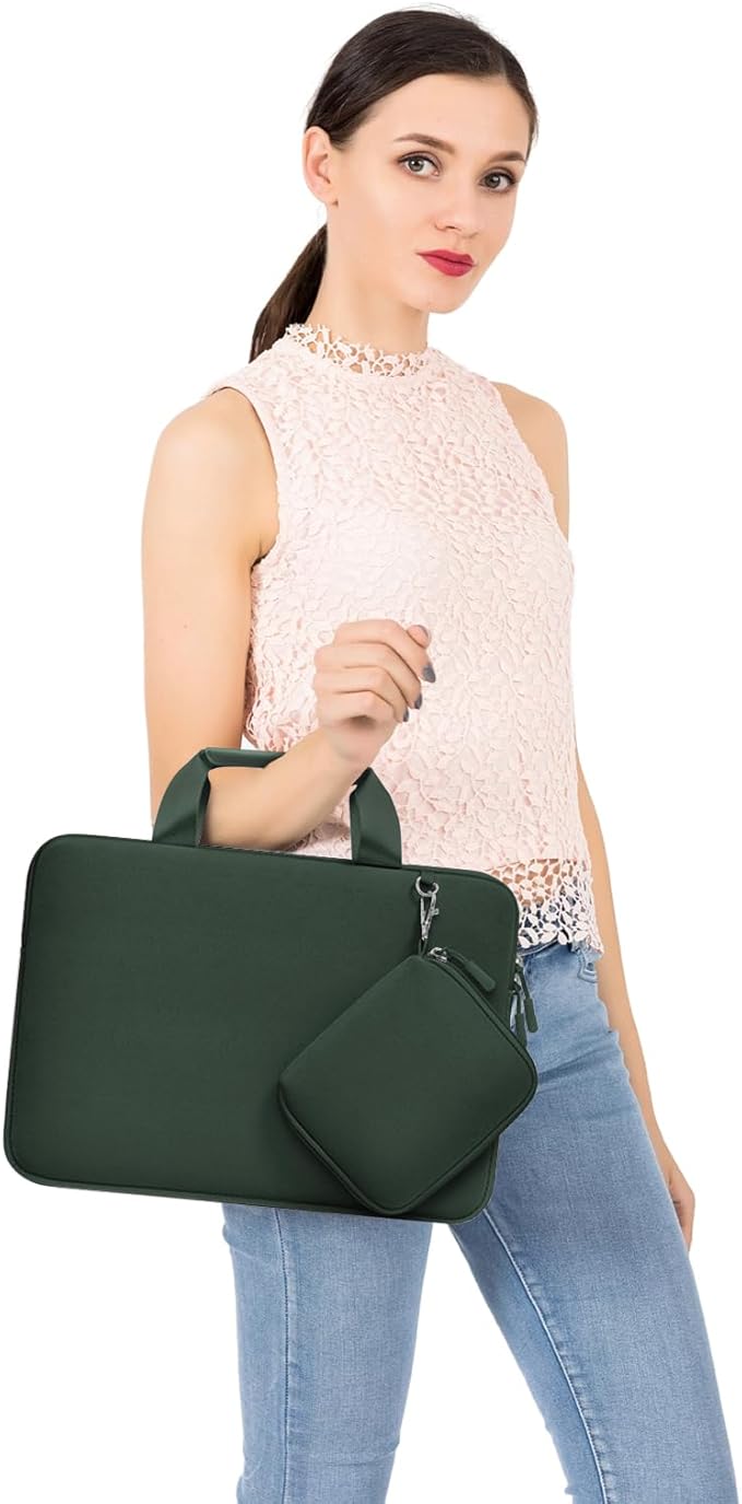 MOSISO Laptop Case 13 inch, Laptop Sleeve Bag Compatible with MacBook Neo 13 / Air M5 M4 M3 M2 M1 2026-2018 / Pro M2 M1, Neoprene Carrying Computer Bag with Handle&Detachable Small Case, Emerald Green