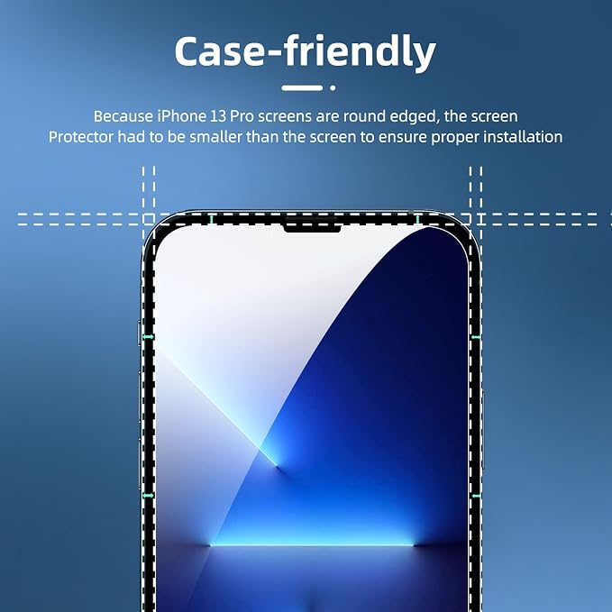 NEW'C 3x for iPhone 13 Pro Screen Protector (6.1 inches)+ 3x Camera Lens Protector, Sensor Protection + Dust Plug - Case Friendly Tempered Glass Film, Ultra Resistant