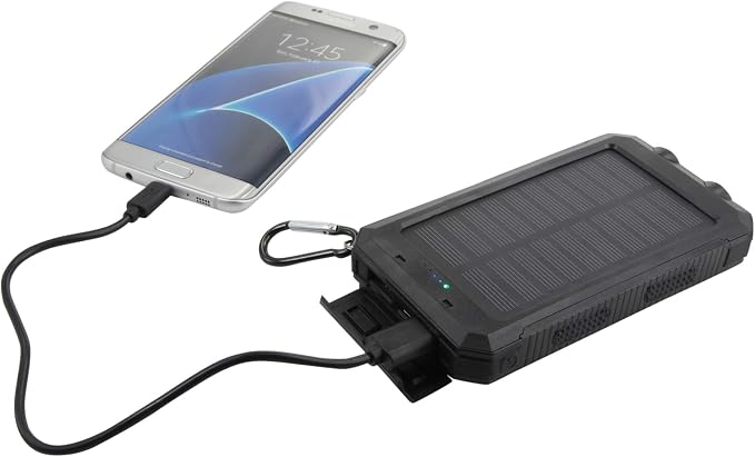 BoxWave Power Bank Compatible with Amazon Fire HD 8 (7th Gen 2017) - Solar Rejuva PowerPack (10000mAh), Solar Powered Backup Power Bank 10000mAh - Jet Black