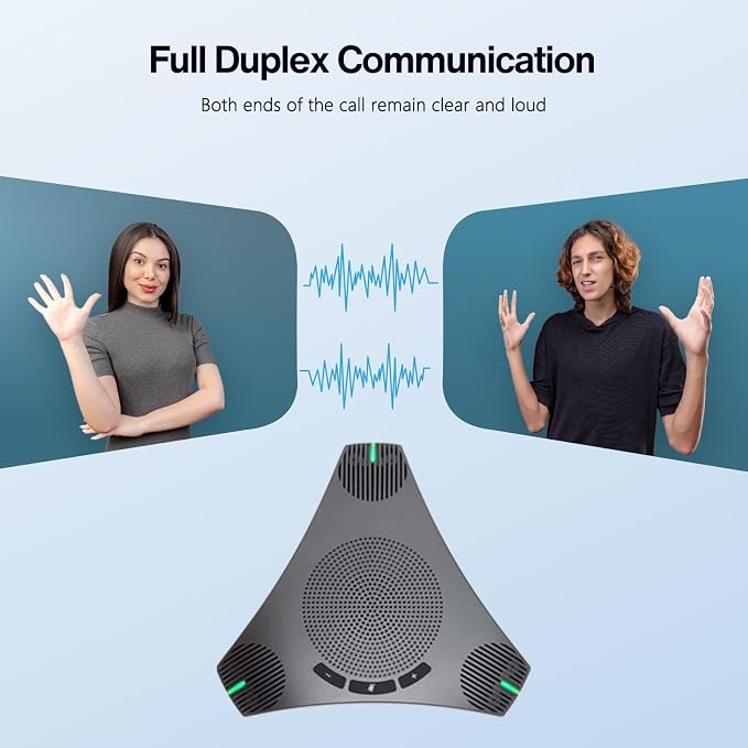 Conference Speaker and Microphone, USB Speakerphone with 360° Omnidirectional Voice Pickup, Smart Voice Enhancement, Hi-Fi Sound, Echo & Noise Reduction for Business, Home Office, Online Meeting