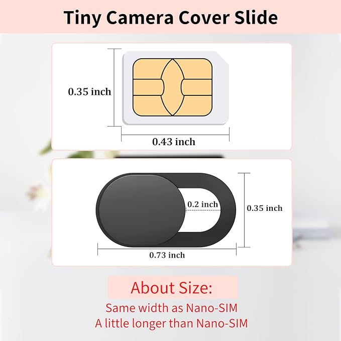 Yilador Webcam Cover (6 Pack) 0.03 inch Ultra Thin Laptop Camera Cover Slide for Computer MacBook Pro/Air iMac iPhone Cell Phone PC Tablet Notebook Surface Pro Echo Show Camera Blocker Slider - Black