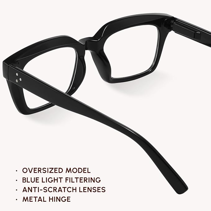 IBOANN Oversized Blue Light Glasses for Woman, Funky Fashion Glasses With Preppy Look, Reduce Screen Fatigue Computer Glasses