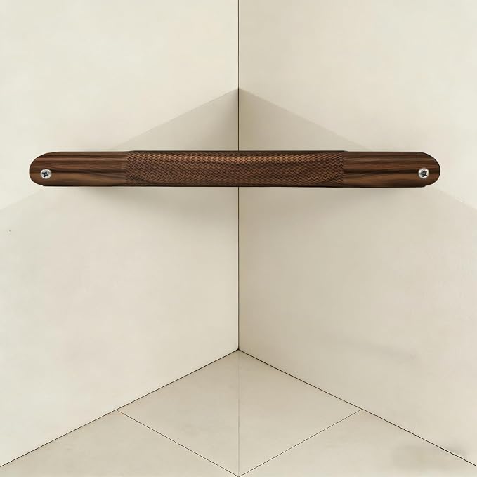 Shower Foot Rest Bar– Stainless Steel Shower Foot Rest for Shaving Legs with Non-Slip Grip, Space-Saving & disassembly Design for Bathroom– Walnut