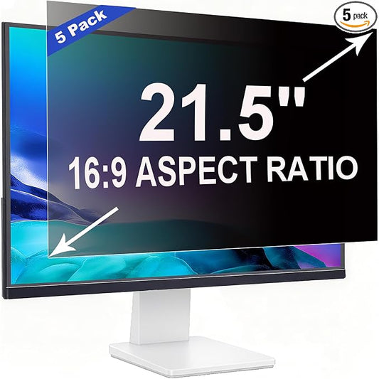 5 Pack Privacy Screen for 21.5 Inch 16:9 (47.7x26.8cm) Computer Monitor - Blue Light Filter & Anti-Glare, Removable Screen Privacy Shield | PC Protector Film for Office
