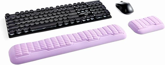 UnivoColors Full-Sized Keyboard & Mouse Wrist Rest Set-Ergonomic 3.0 Upgrade,Wave Curve Support,Comfortable Support & Fatigue Relief,Non-Slip Base,Perfect for Work & Gaming(Lavender)