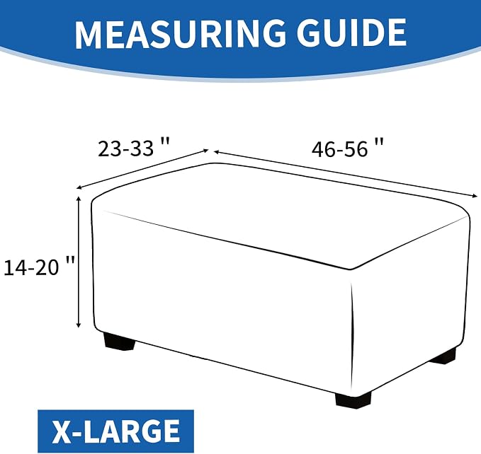 Ottoman Covers Ottoman Slipcovers Folding Storage Stool Washable Furniture Protector,Elastic Foot Stool Foot Rest Protector for Living Room Bedroom,X-Large,White