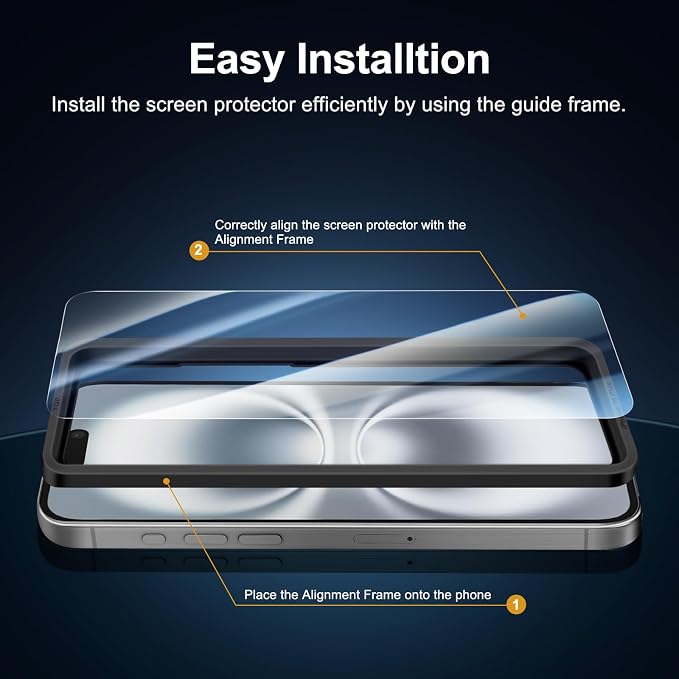 NEW'C 3x for iPhone 16 Plus Screen Protector (6.7 inches)+ 3x Camera Lens Protector, Sensor Protection, Case Friendly Tempered Glass Film + Dust Plug- Easy installation tool include