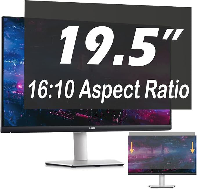 19.5 Inch Privacy Screen for Computer Monitor, 16:10 Anti-Spy Filter for Laptop & PC Display, Blue Light Blocking Anti-Glare Reversible Protector Film, Easy Slide-Mount Installation (19.5 Inch (16:10) (435mm × 236mm/ 17.13× 9.29in)