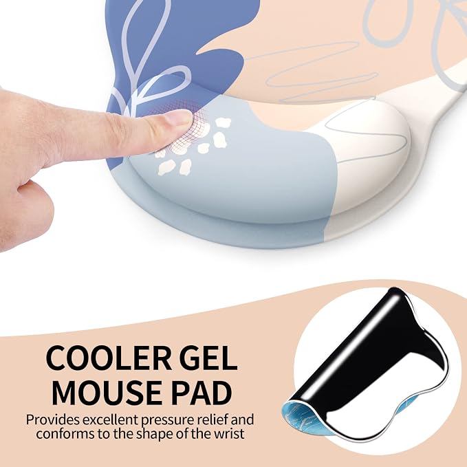 eulps Mouse Pad with Wrist Rest, Comfortable Computer Mousepad with Gel Wrist Support Smooth Surface and Non-Slip PU Base for Pain Relief, Laptop, Office & Home (Leafy Lushness)