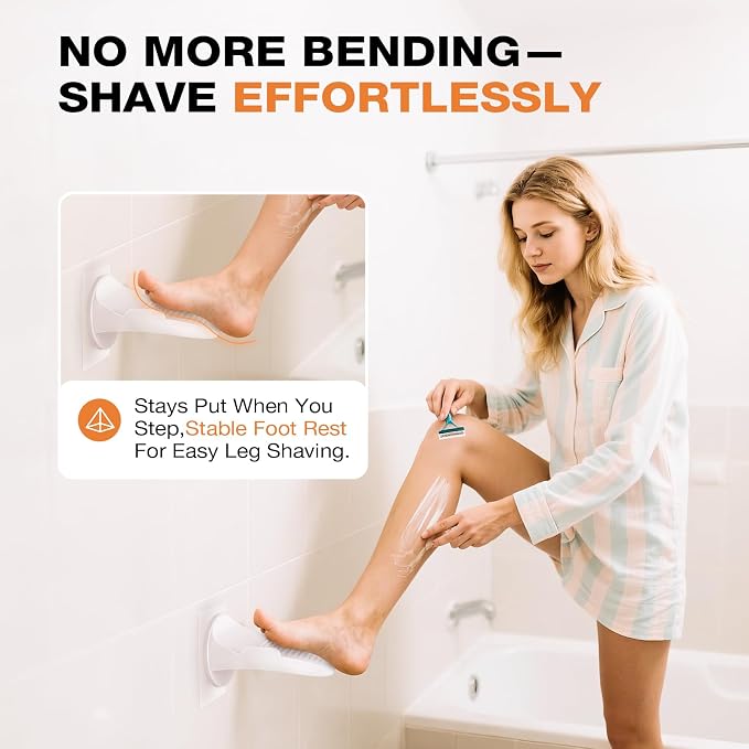 Tokokimo Shower Foot Rest for Shaving Legs, Pedicure Foot Rest for Inside Shower, Shaving Stool No Drilling is Needed Non-Slip Bathroom Pedal, Suitable for Smooth Tiles, Smooth Marble, Smooth Glass
