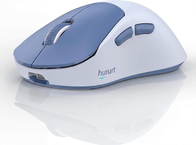 hunart H6 49g Wireless Mouse, Bluetooth & 2.4GHz Rechargeable Mouse, Lightweight Silent Ergonomic Mouse with USB-C Charging, Portable Right-Hand Mouse for Laptop, PC, MacBook, Office (Blue)