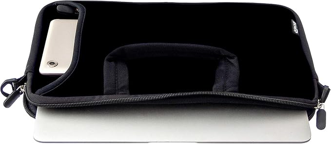RICHEN 14 15 15.4 15.6 inch Laptop Shoulder Bag Messenger Bag Notebook Handle Sleeve Neoprene Carrying Case with Accessories Pocket (14-15.6 inch, Pure Black)