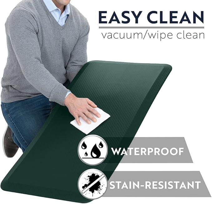 KANGAROO Anti Fatigue Mats for Kitchen Floor, 58x20, Reduce Foot, Knee, Back Pressure, 3/4 Inch Thick Cushioned Ergonomic Mat, Waterproof Comfort Rug for Under Sink, Standing Desk, Stores, HunterGreen