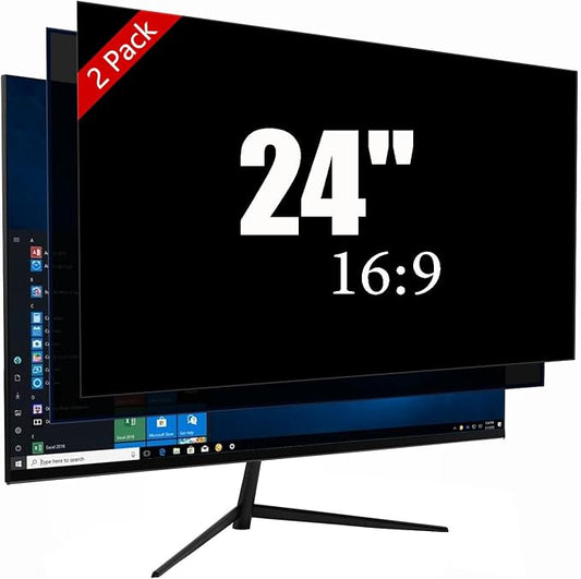 [2 Pack] 24 Inch Privacy Screen Protector - 95% Blue Light Blocking, Anti-Glare Monitor Filter for 16:9 Widescreen - Anti-Scratch Privacy Shield