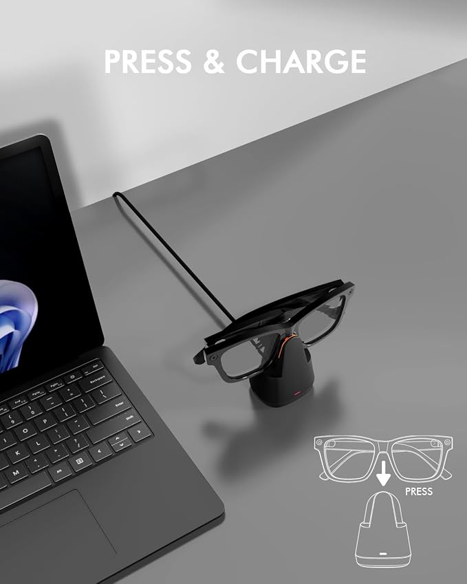 Doohoeek Charging Dock for Meta Ray-Ban AI Glasses, Scratch-Proof & Weighted Base Charging Station for Oakley Meta Glasses, AI Glasses Charger for Wayfarer, Skyler, Headliner & HSTN
