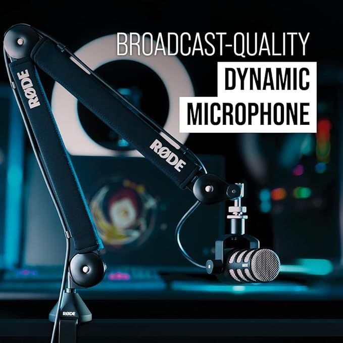 RØDE PodMic Cardioid Dynamic Broadcast Microphone — XLR Output ONLY, Requires Audio Interface (RØDECaster or similar). For USB Plug-and-Play, see PodMic USB.