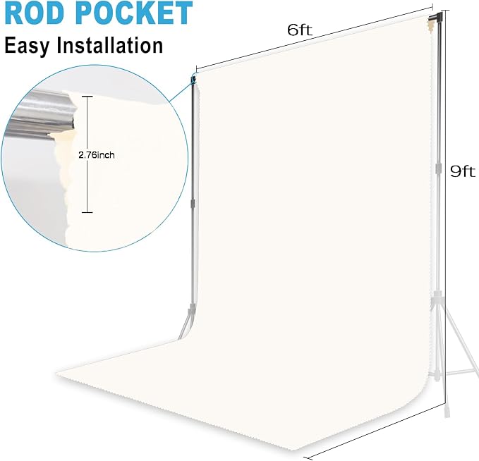 Ivory Backdrop for Photoshoot Professional Photo Backdrop Background Curtain for Product Photography Portraits Wedding Party Live Streaming Video Recording 6X9 FT