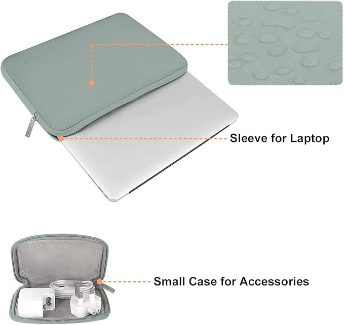 MOSISO Laptop Case 13 inch, 13 inch Laptop Sleeve Bag Compatible with MacBook Neo/Air M5 M4 M3 M2 M1 2026-2018 / Pro M2 M1 2026-2016, Neoprene Computer Sleeve Bag with Small Case, Antique Green