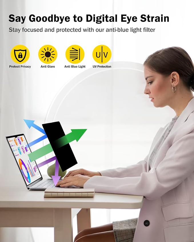 F FORITO 15.6 Inch Laptop Privacy Screen Protector, 360° Anti Peeping and Anti Glare Laptop Privacy Shield Compatible with 15.6" HP/Lenovo/Dell/Acer/ASUS/Thinkpad with 16:9 Aspect Ratio