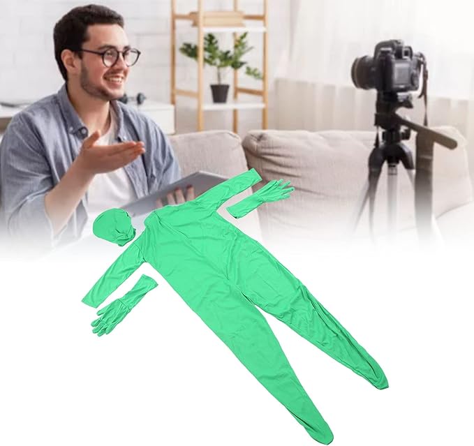 Green Screen Bodysuit, Full Body Suit, Milk Silk, Back Zipper, Breathable, for Photography, Film, Video, Live Broadcast, 160cm