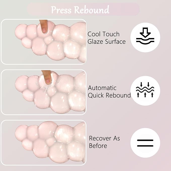 Gel Cloud Wrist Rest for Keyboard and Mouse Gradient Light Pink Clear Keyboard Wrist Rest Transparent Ergonomic Cute Cool Mouse Wrist Pad Silicone Non-Slip Wrist Pad for Computer Gaming Laptop Office