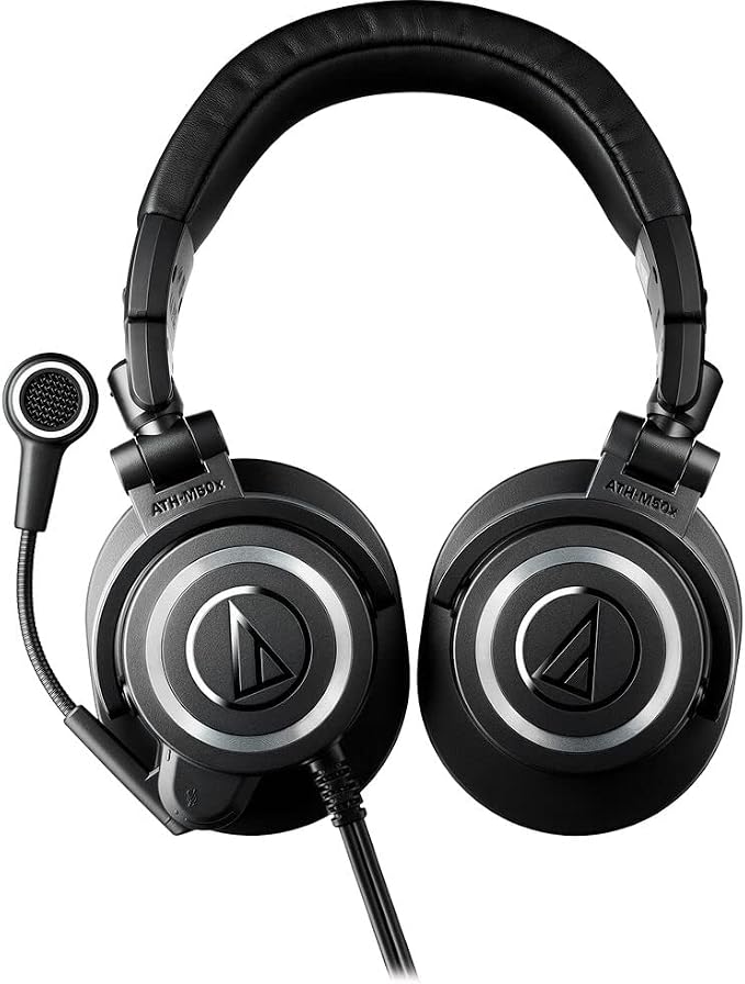Audio-Technica ATH-M50xSTS-USB StreamSet Headset with USB Connector with Headphone Stand & Goby Labs Headphone Cleaner w/Cloth