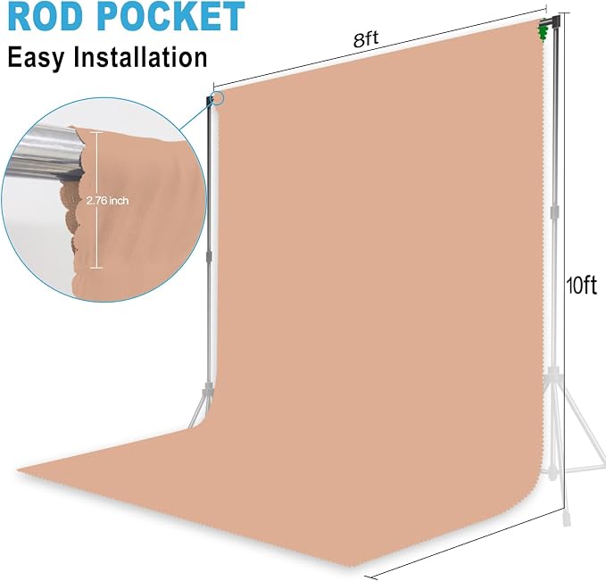 Nude Backdrop for Photoshoot, Professional Photo Backdrop Background Curtain for Product Photography, Portraits, Wedding, Party, Live Streaming Video Recording 8X10 FT (Background Only)